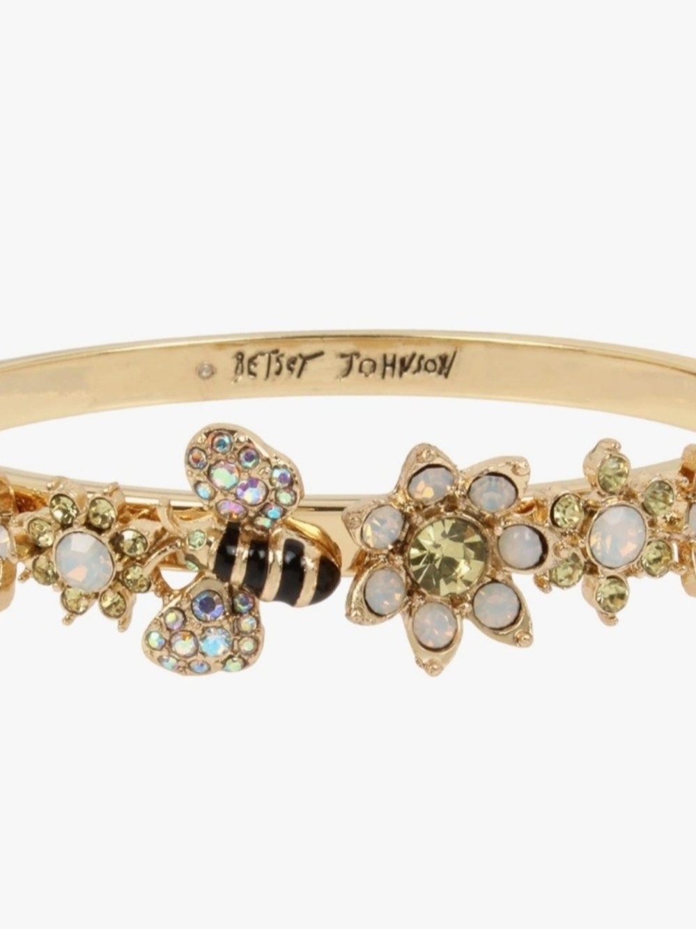 Betsey Johnson Gold-Tone Bee & Flower Crystal Bangle Bracelet - Gold